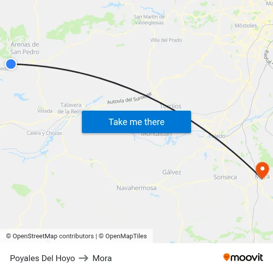 Poyales Del Hoyo to Mora map