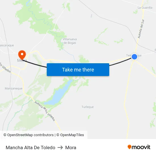 Mancha Alta De Toledo to Mora map