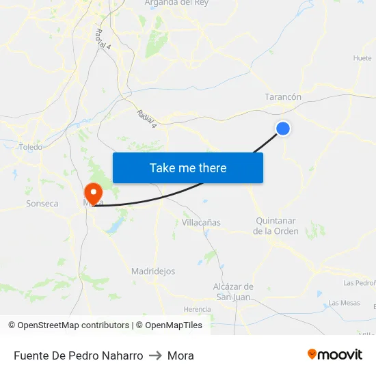 Fuente De Pedro Naharro to Mora map