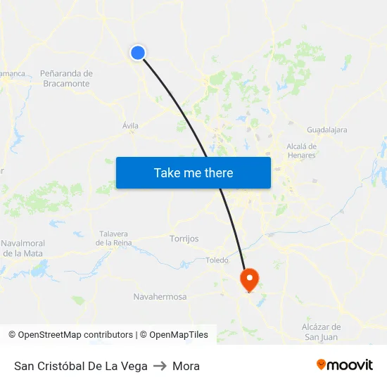 San Cristóbal De La Vega to Mora map