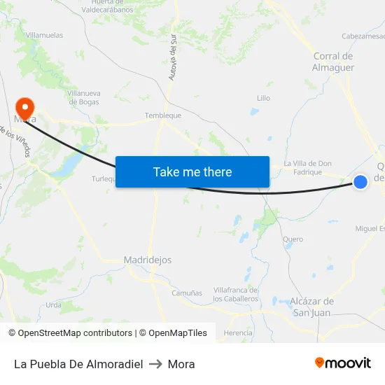 La Puebla De Almoradiel to Mora map