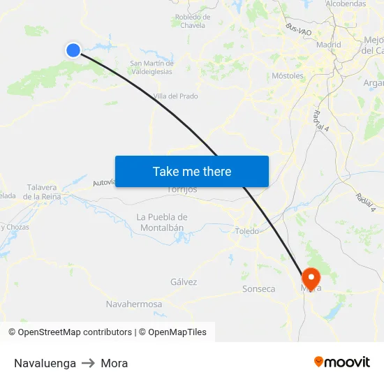 Navaluenga to Mora map