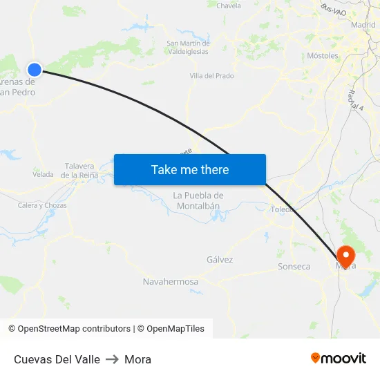 Cuevas Del Valle to Mora map