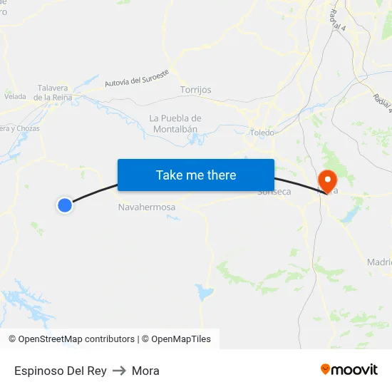 Espinoso Del Rey to Mora map