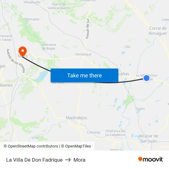La Villa De Don Fadrique to Mora map