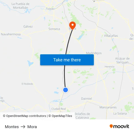 Montes to Mora map