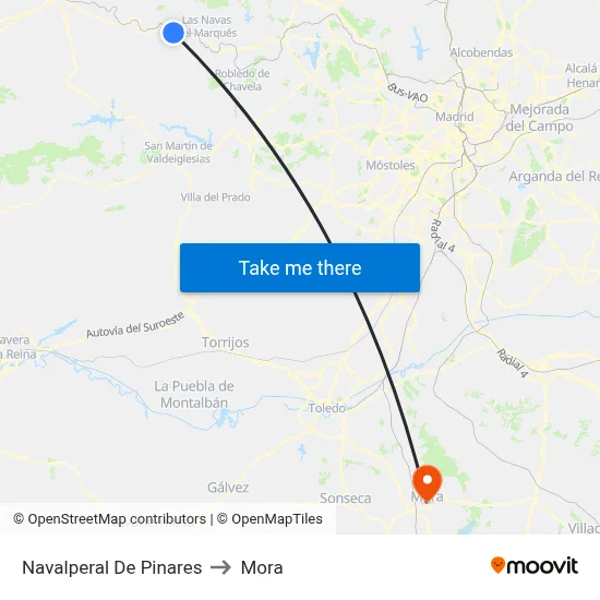 Navalperal De Pinares to Mora map