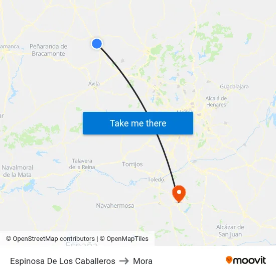 Espinosa De Los Caballeros to Mora map
