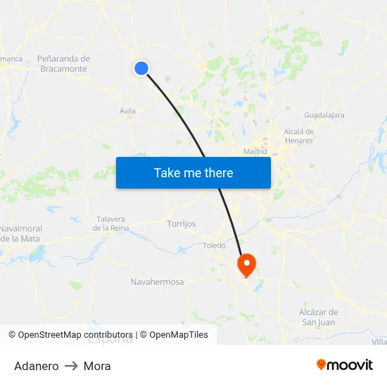 Adanero to Mora map