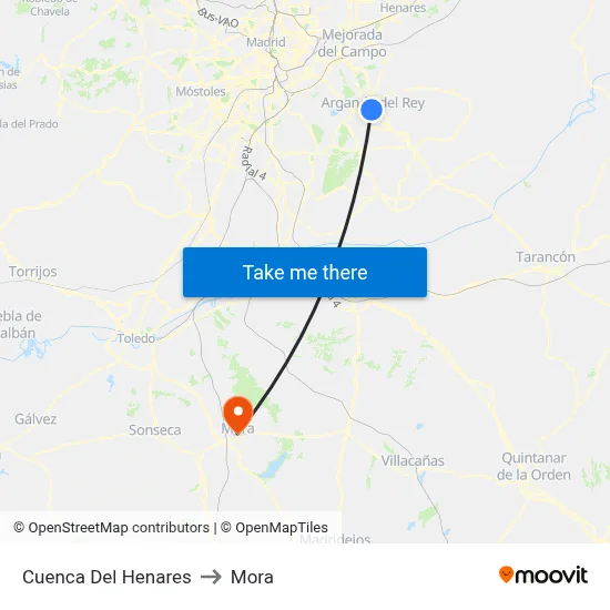 Cuenca Del Henares to Mora map