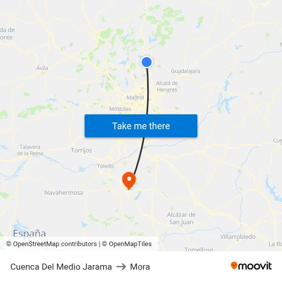 Cuenca Del Medio Jarama to Mora map