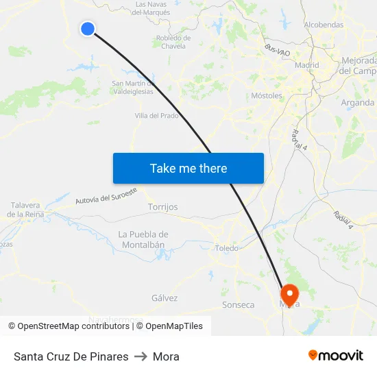 Santa Cruz De Pinares to Mora map