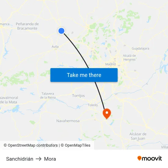 Sanchidrián to Mora map