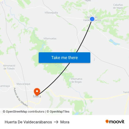 Huerta De Valdecarábanos to Mora map
