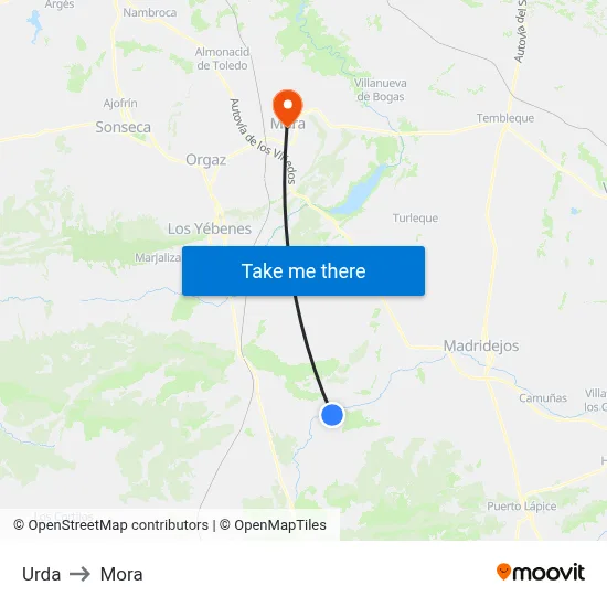 Urda to Mora map