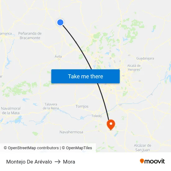 Montejo De Arévalo to Mora map