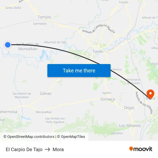 El Carpio De Tajo to Mora map