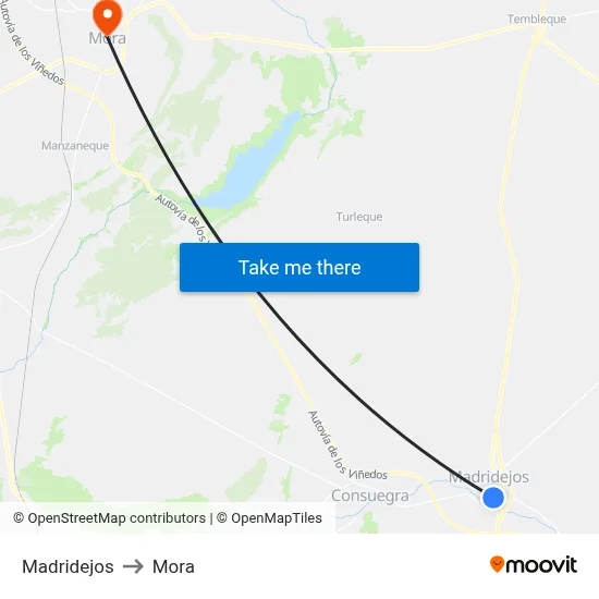 Madridejos to Mora map