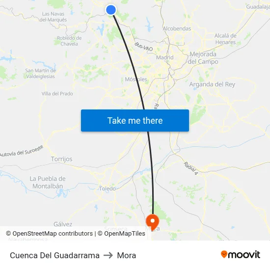 Cuenca Del Guadarrama to Mora map