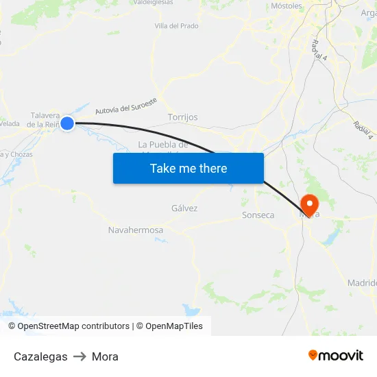 Cazalegas to Mora map