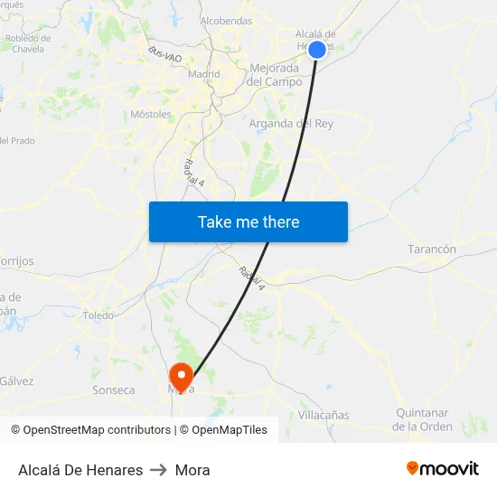 Alcalá De Henares to Mora map