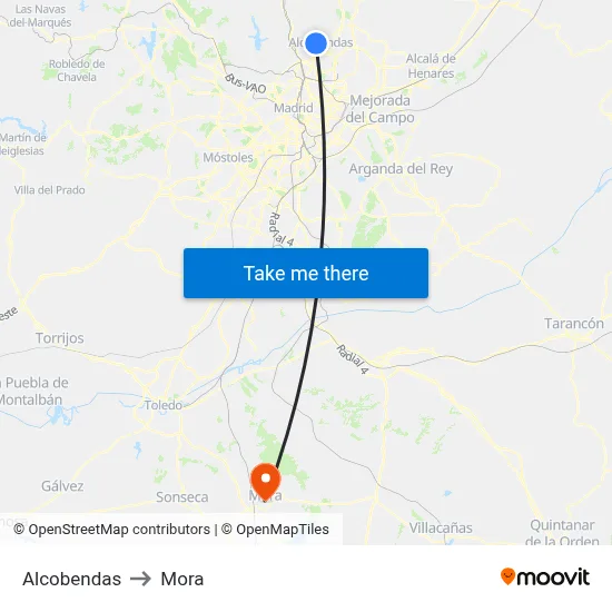 Alcobendas to Mora map