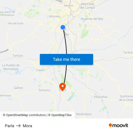 Parla to Mora map
