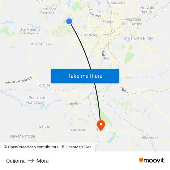 Quijorna to Mora map