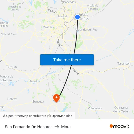 San Fernando De Henares to Mora map