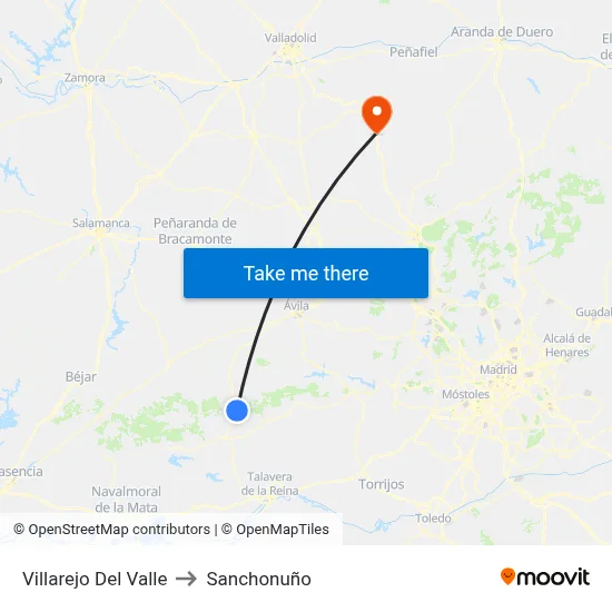 Villarejo Del Valle to Sanchonuño map