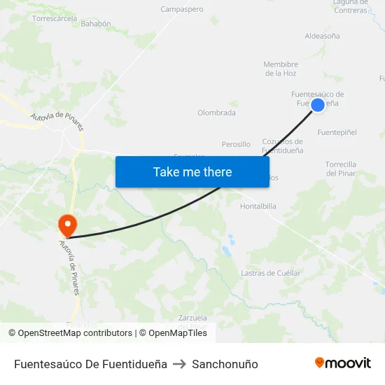Fuentesaúco De Fuentidueña to Sanchonuño map