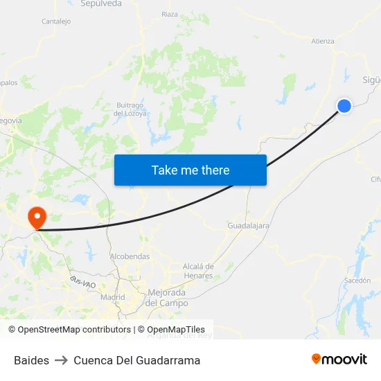 Baides to Cuenca Del Guadarrama map