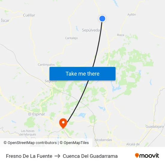 Fresno De La Fuente to Cuenca Del Guadarrama map