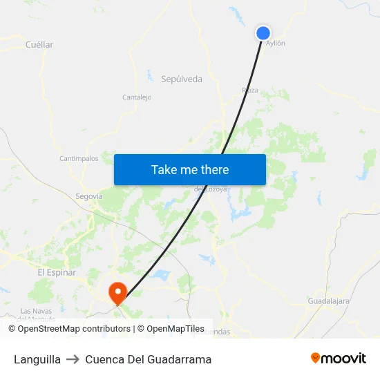Languilla to Cuenca Del Guadarrama map