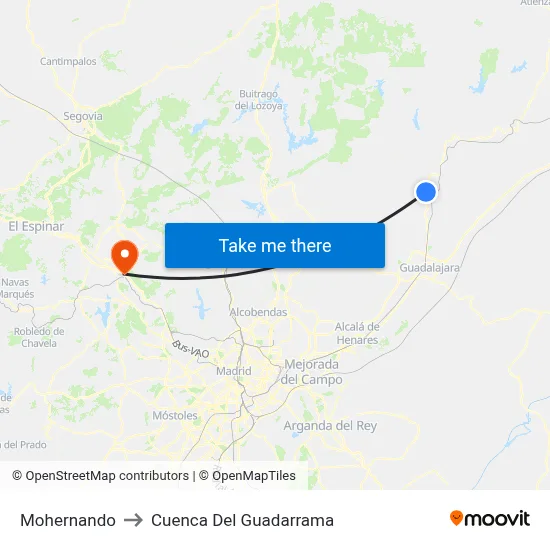 Mohernando to Cuenca Del Guadarrama map