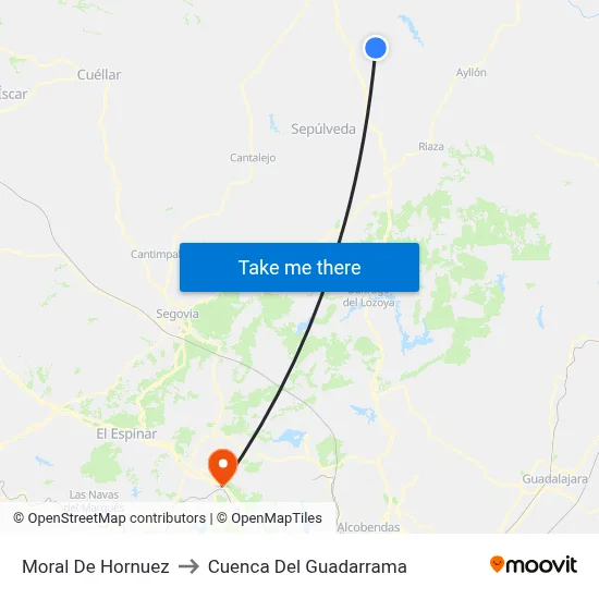 Moral De Hornuez to Cuenca Del Guadarrama map