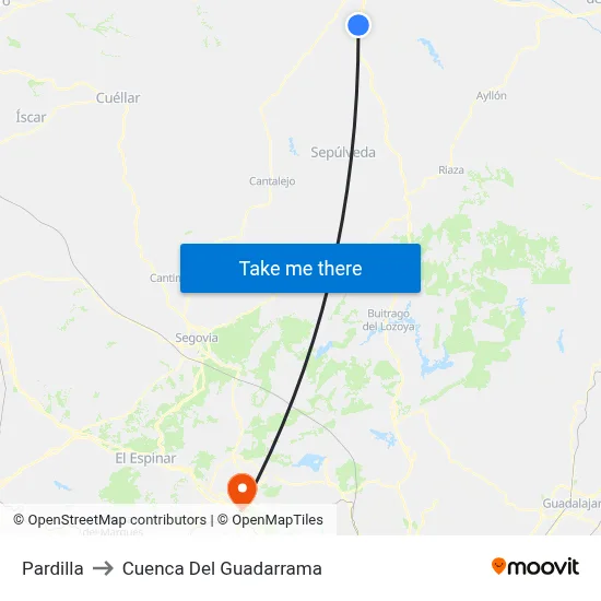 Pardilla to Cuenca Del Guadarrama map