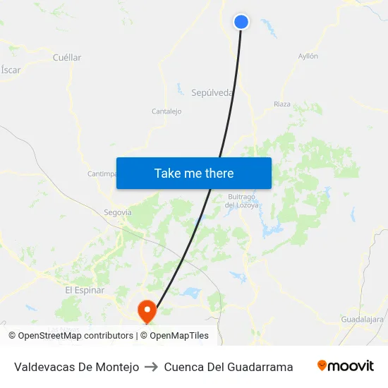 Valdevacas De Montejo to Cuenca Del Guadarrama map
