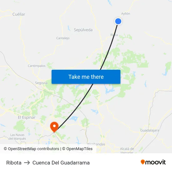 Ribota to Cuenca Del Guadarrama map