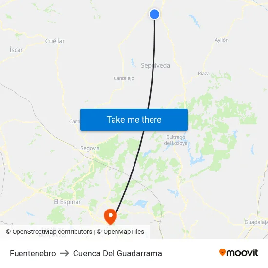 Fuentenebro to Cuenca Del Guadarrama map