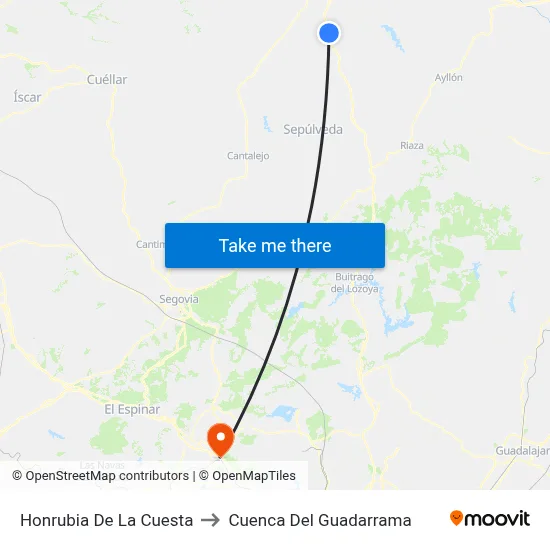 Honrubia De La Cuesta to Cuenca Del Guadarrama map