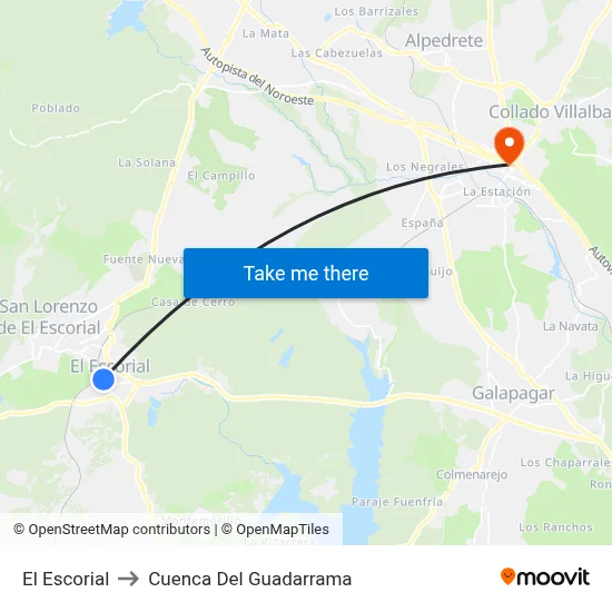 El Escorial to Cuenca Del Guadarrama map