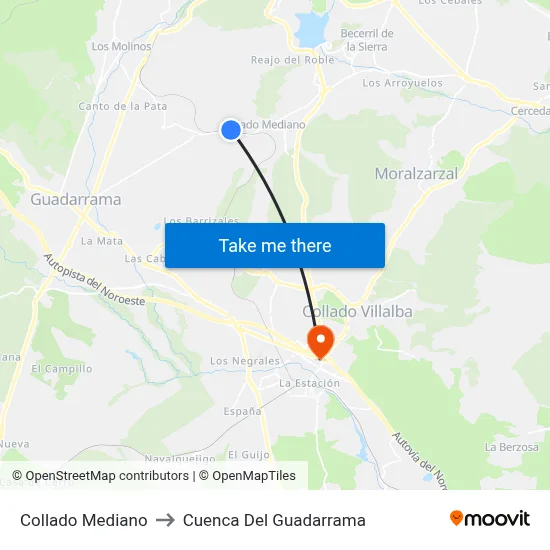 Collado Mediano to Cuenca Del Guadarrama map