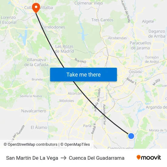 San Martín De La Vega to Cuenca Del Guadarrama map