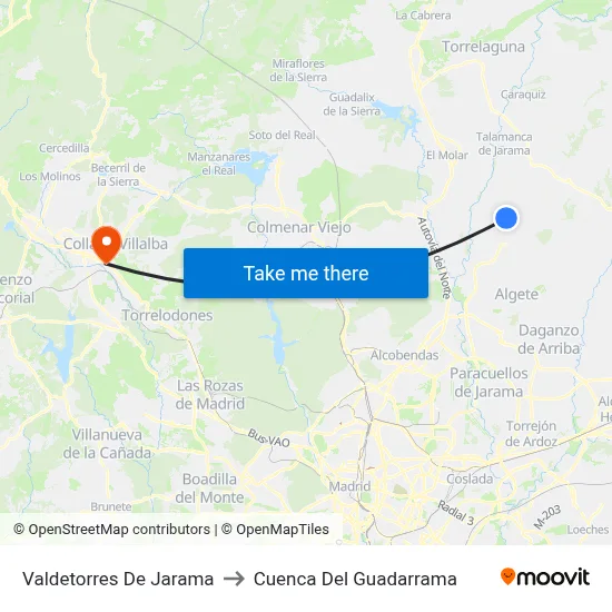 Valdetorres De Jarama to Cuenca Del Guadarrama map