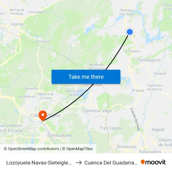 Lozoyuela-Navas-Sieteiglesias to Cuenca Del Guadarrama map