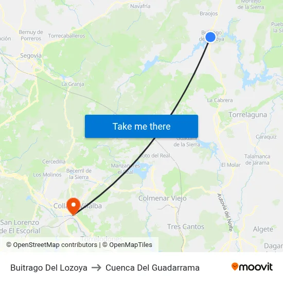 Buitrago Del Lozoya to Cuenca Del Guadarrama map