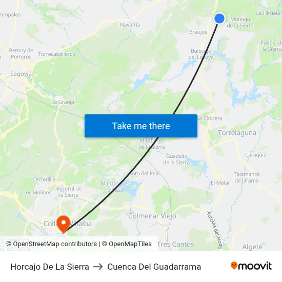 Horcajo De La Sierra to Cuenca Del Guadarrama map