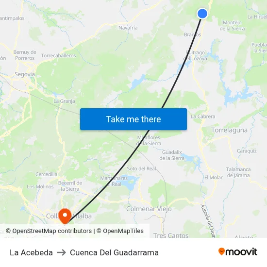 La Acebeda to Cuenca Del Guadarrama map