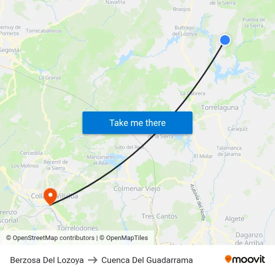 Berzosa Del Lozoya to Cuenca Del Guadarrama map